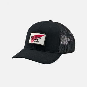 Red Wing Embroidered Logo Mesh Ball Cap in Black | NGA427958