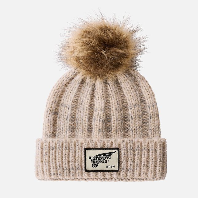 Red Wing Knit Pom Beanie Hat in Cream | CMN265489